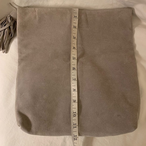 Leith gray 100% suede leather fold over clutch/bag - Picture 7 of 10